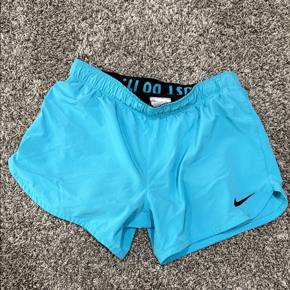 Nike Black and Aqua Dri-FIT Shorts